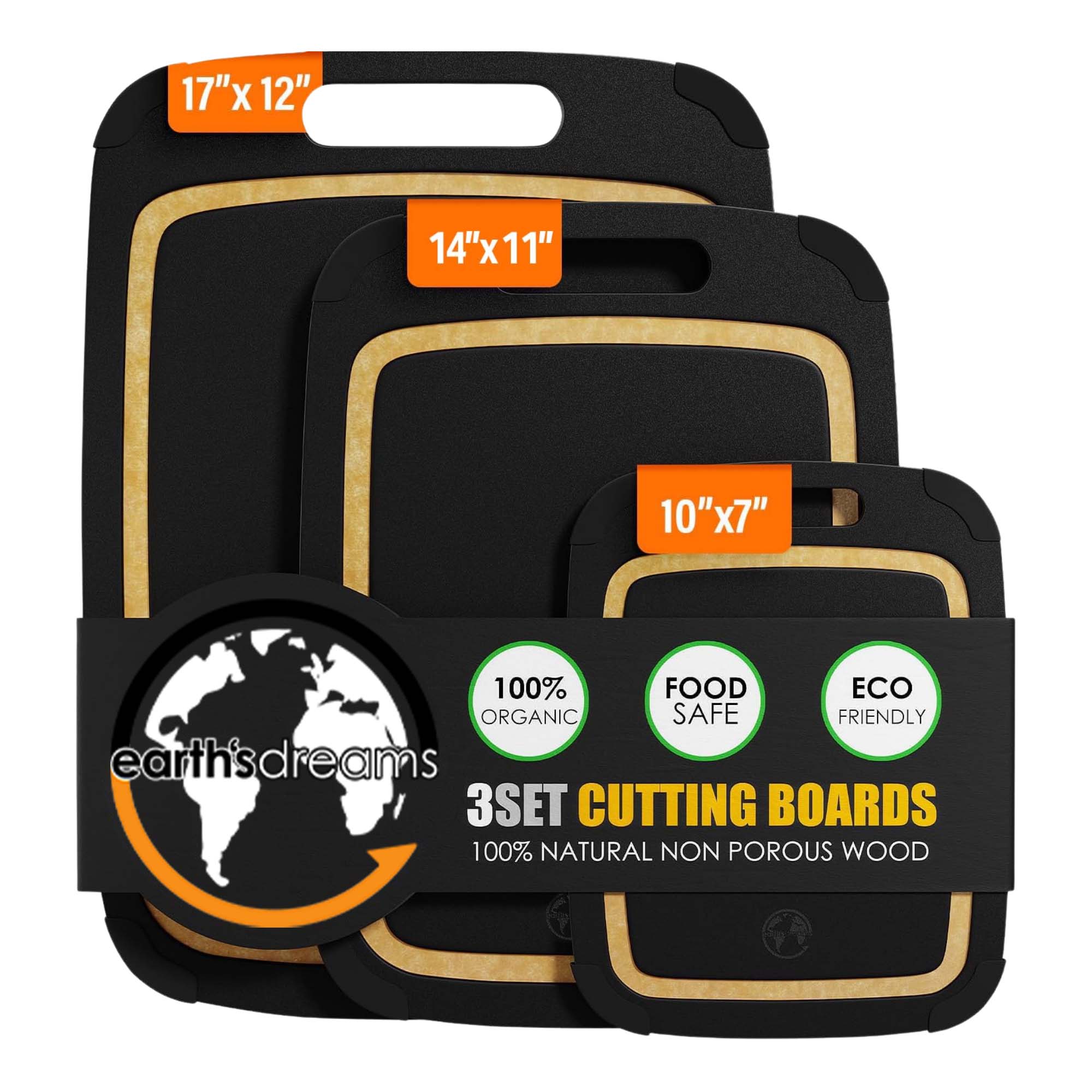 Earth's Dreams Black/Tan Wood Cutting Board Set – 3 pieces